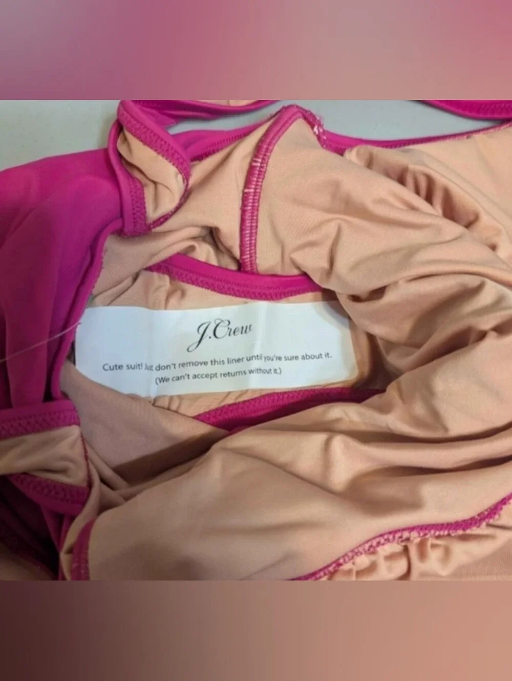 NWT J. Crew pink ruched swimsuit, size 8